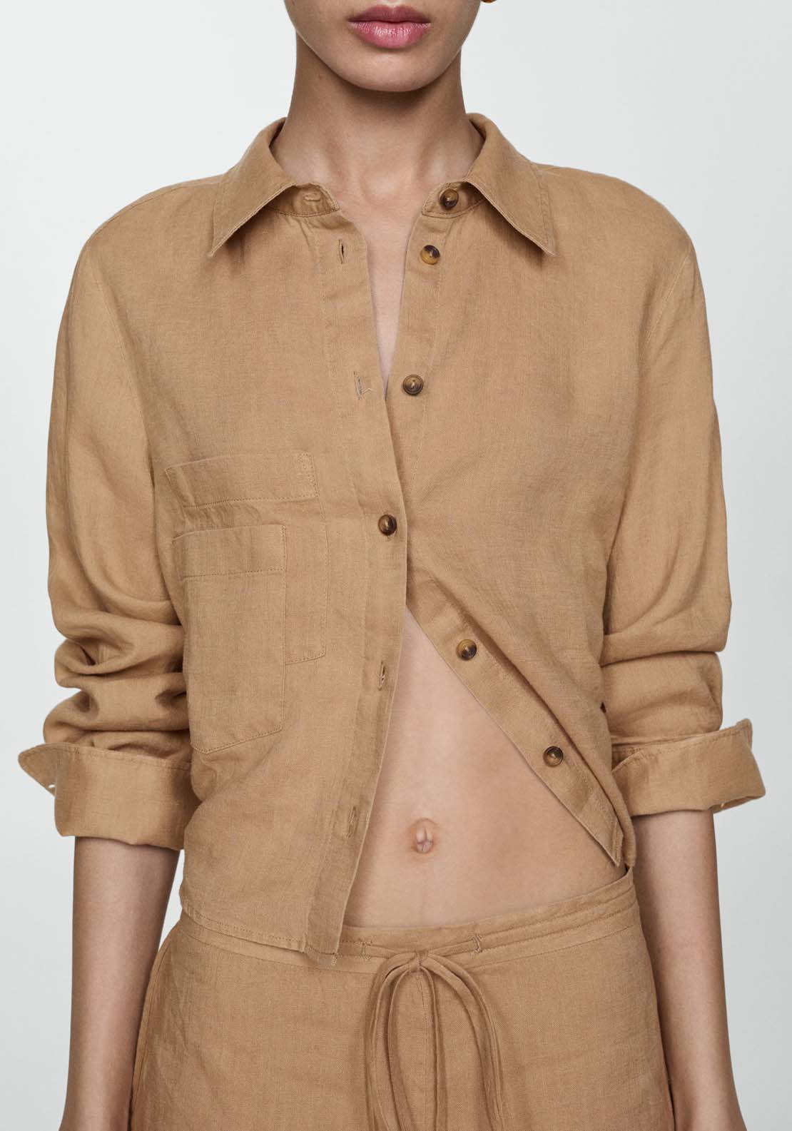 Mango 100% cropped linen shirt 2 Shaws Department Stores