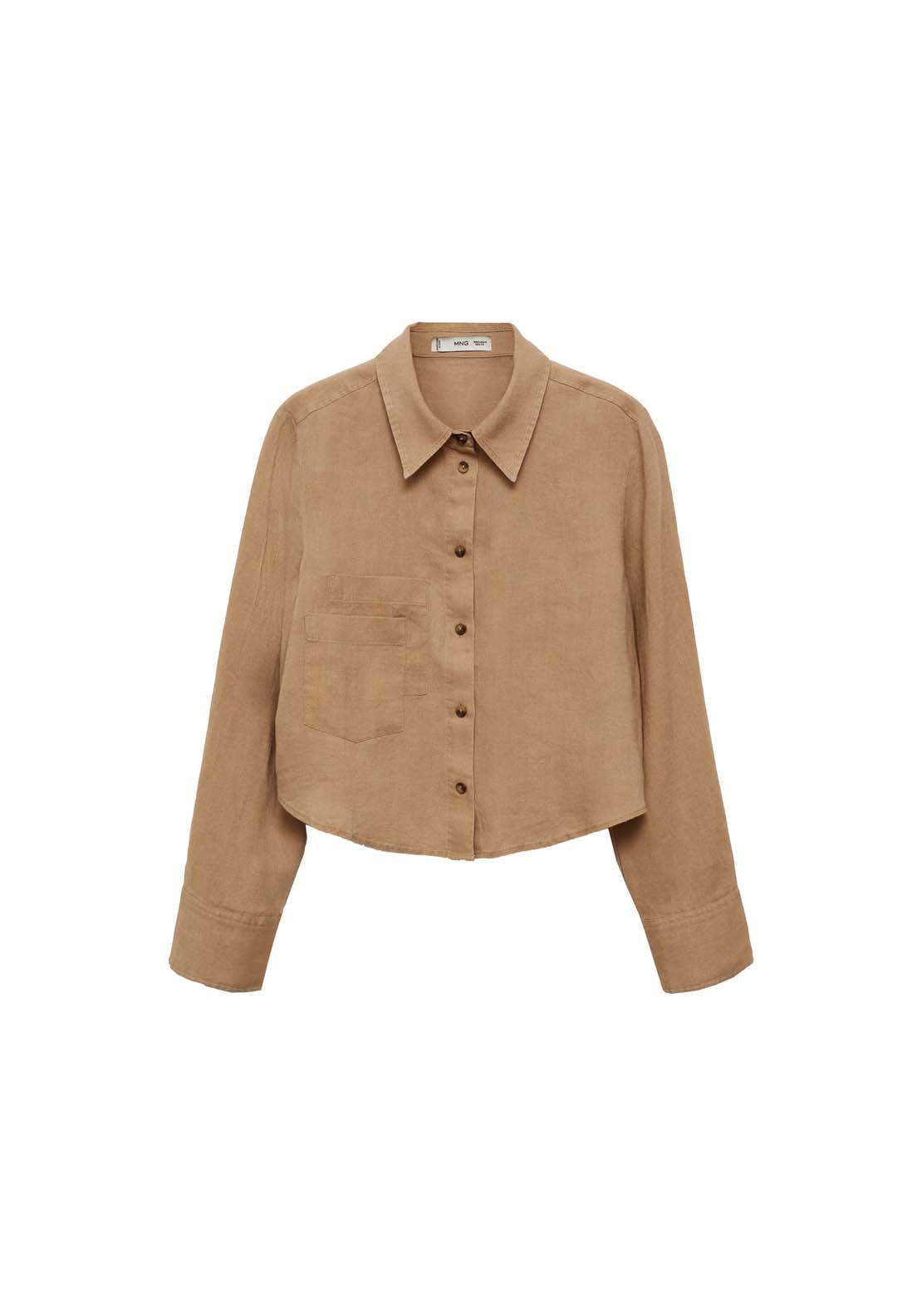 Mango 100% cropped linen shirt 9 Shaws Department Stores