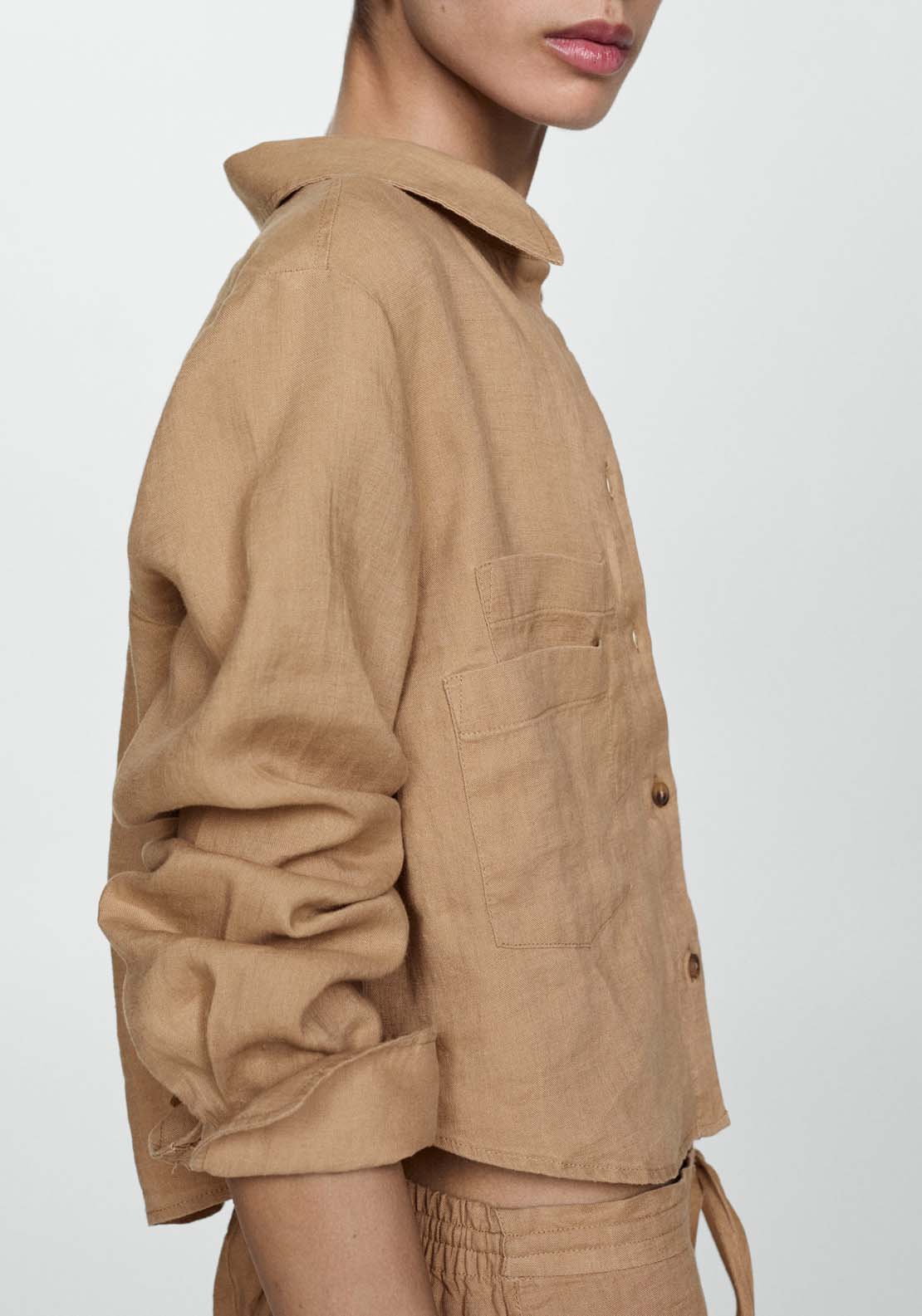 Mango 100% cropped linen shirt 3 Shaws Department Stores