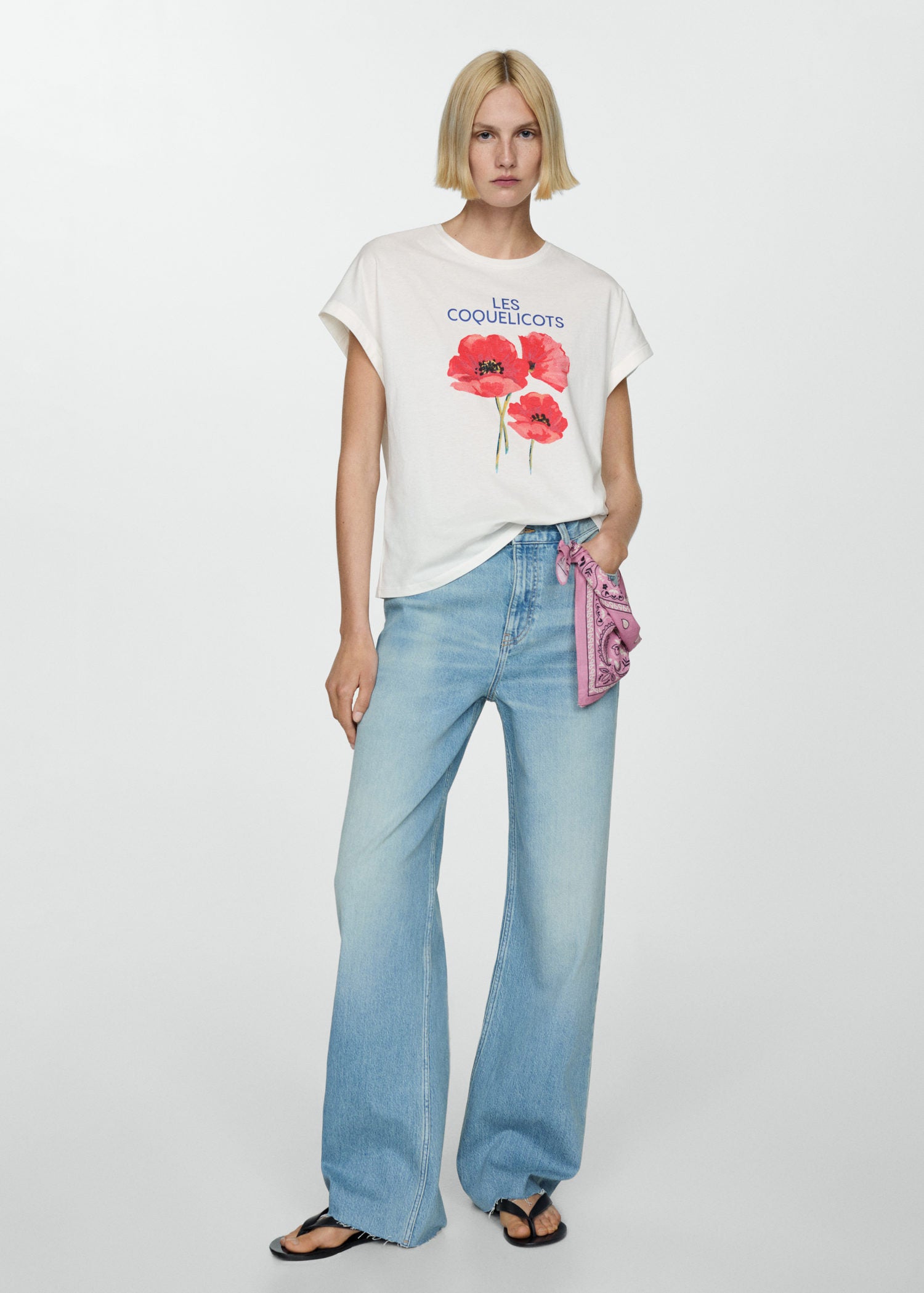 Mango Printed cotton-blend T-shirt 4 Shaws Department Stores