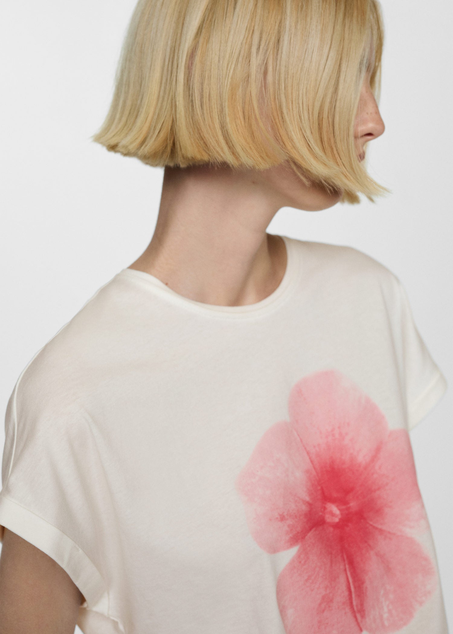 Mango Printed cotton-blend T-shirt 2 Shaws Department Stores