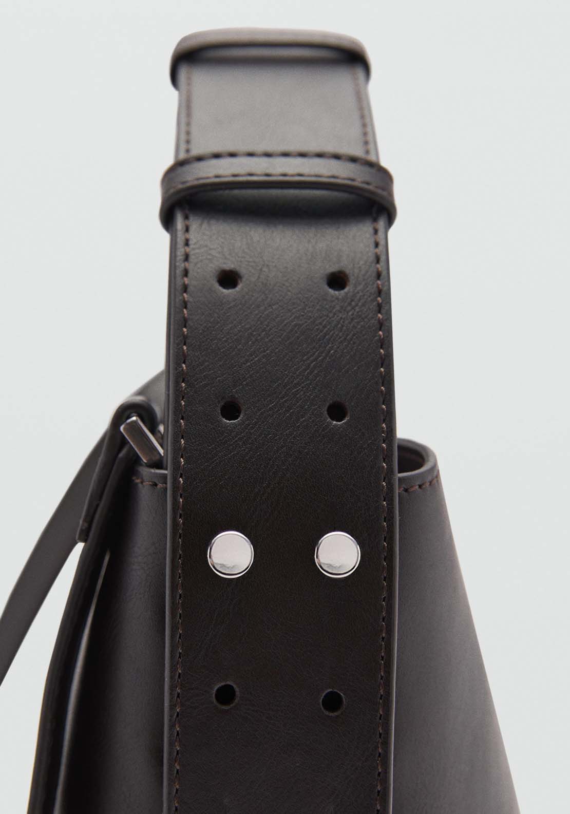 Mango Shopper shoulder bag - Dark Brown 2 Shaws Department Stores