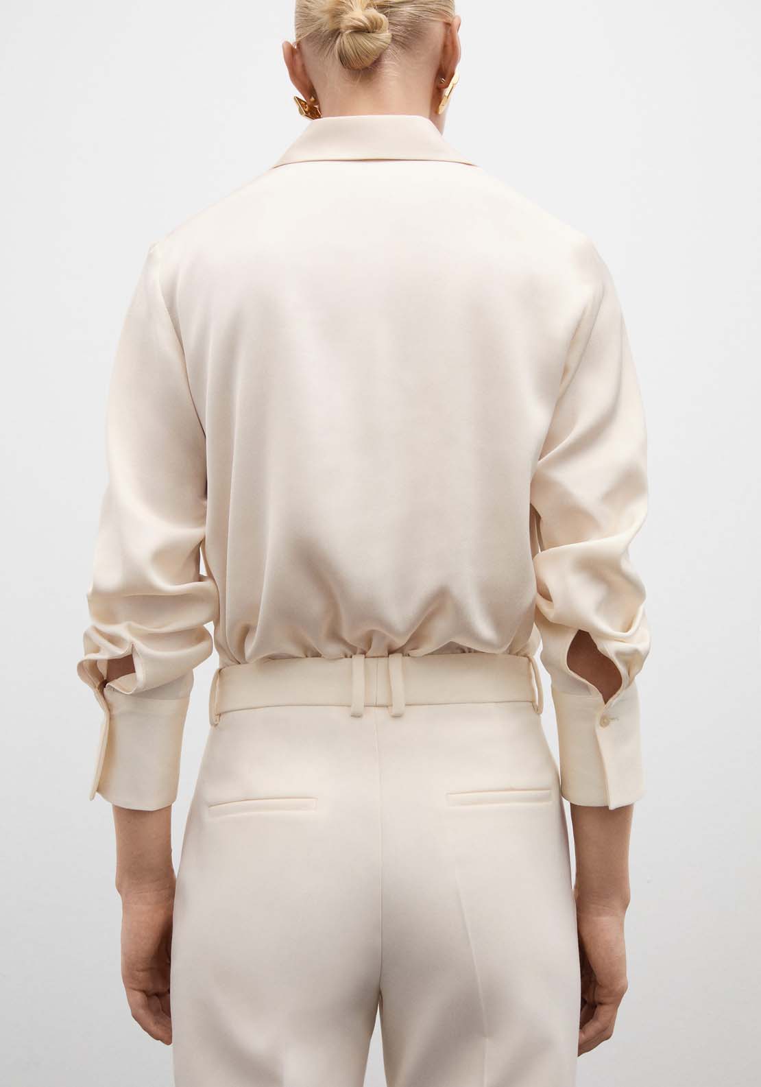 Mango Satin finish flowy shirt - Natural 3 Shaws Department Stores