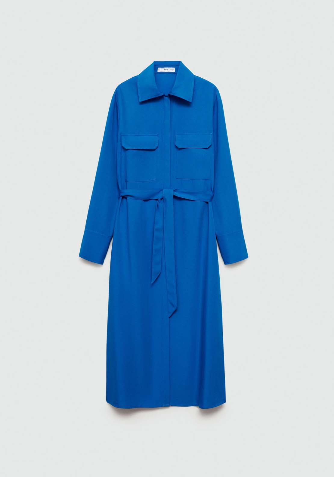 Mango Lyocell shirt dress with bow - Medium Blue 7 Shaws Department Stores