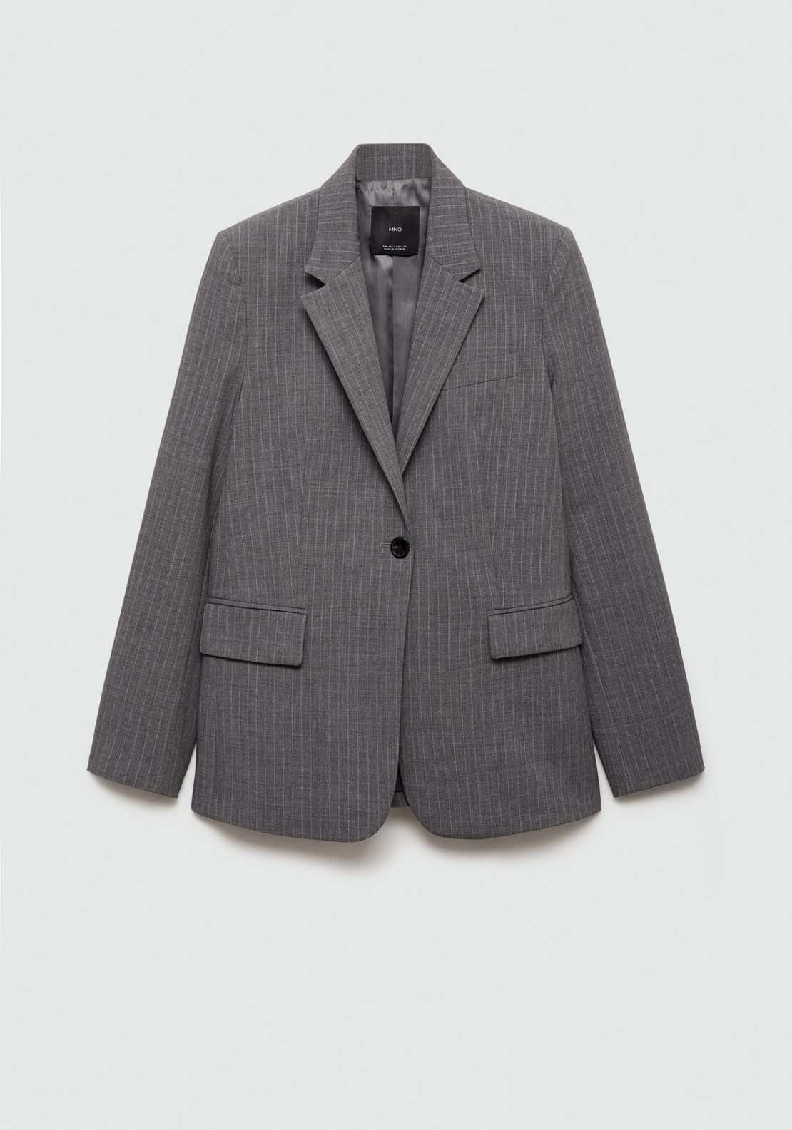 Mango Pinstripe suit blazer - Gray 8 Shaws Department Stores