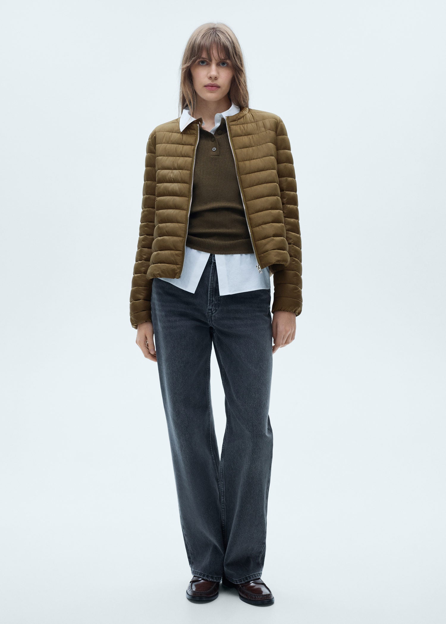 Mango Pocket quilted jacket - Beige/khaki 3 Shaws Department Stores