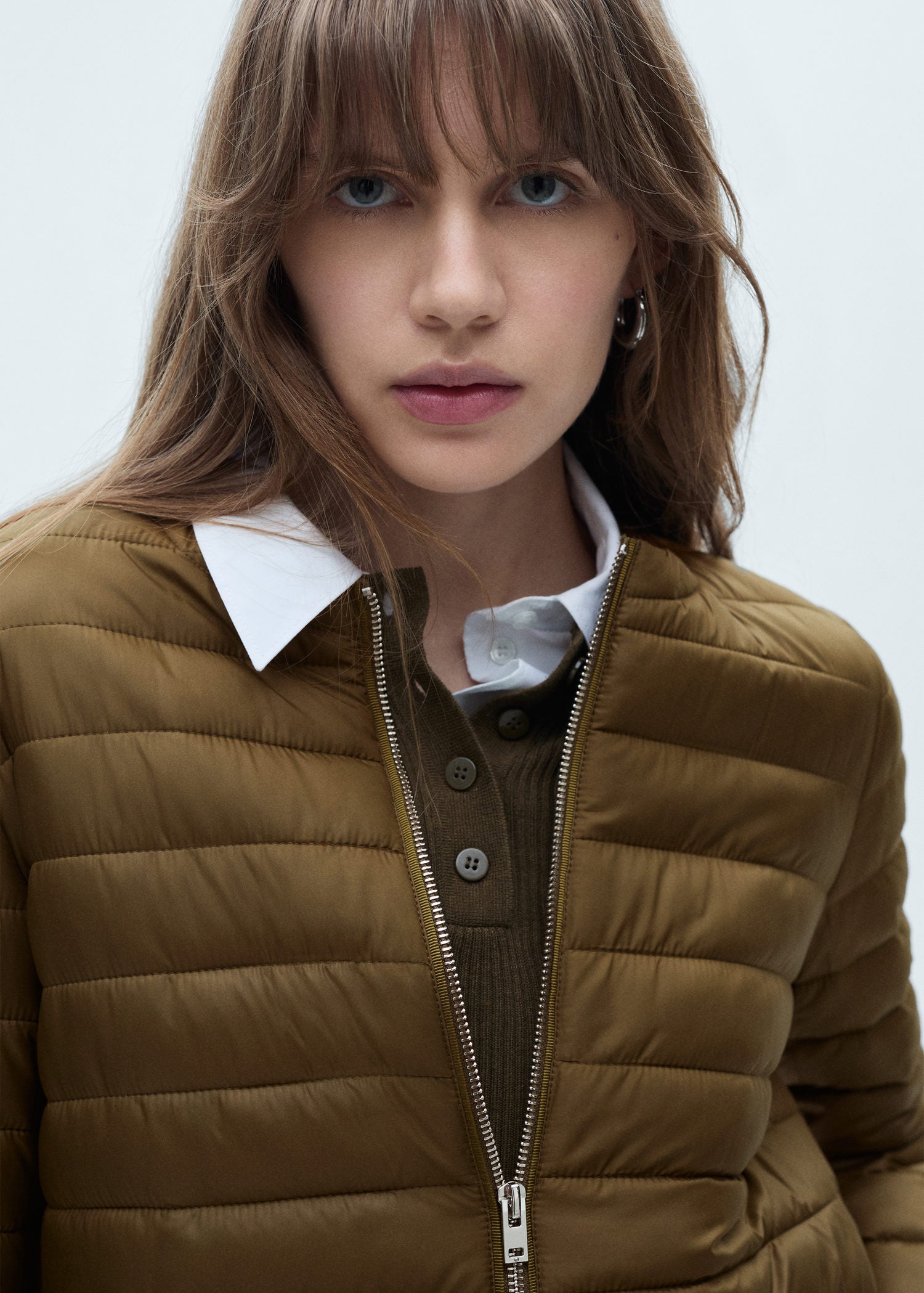 Mango Pocket quilted jacket - Beige/khaki 2 Shaws Department Stores