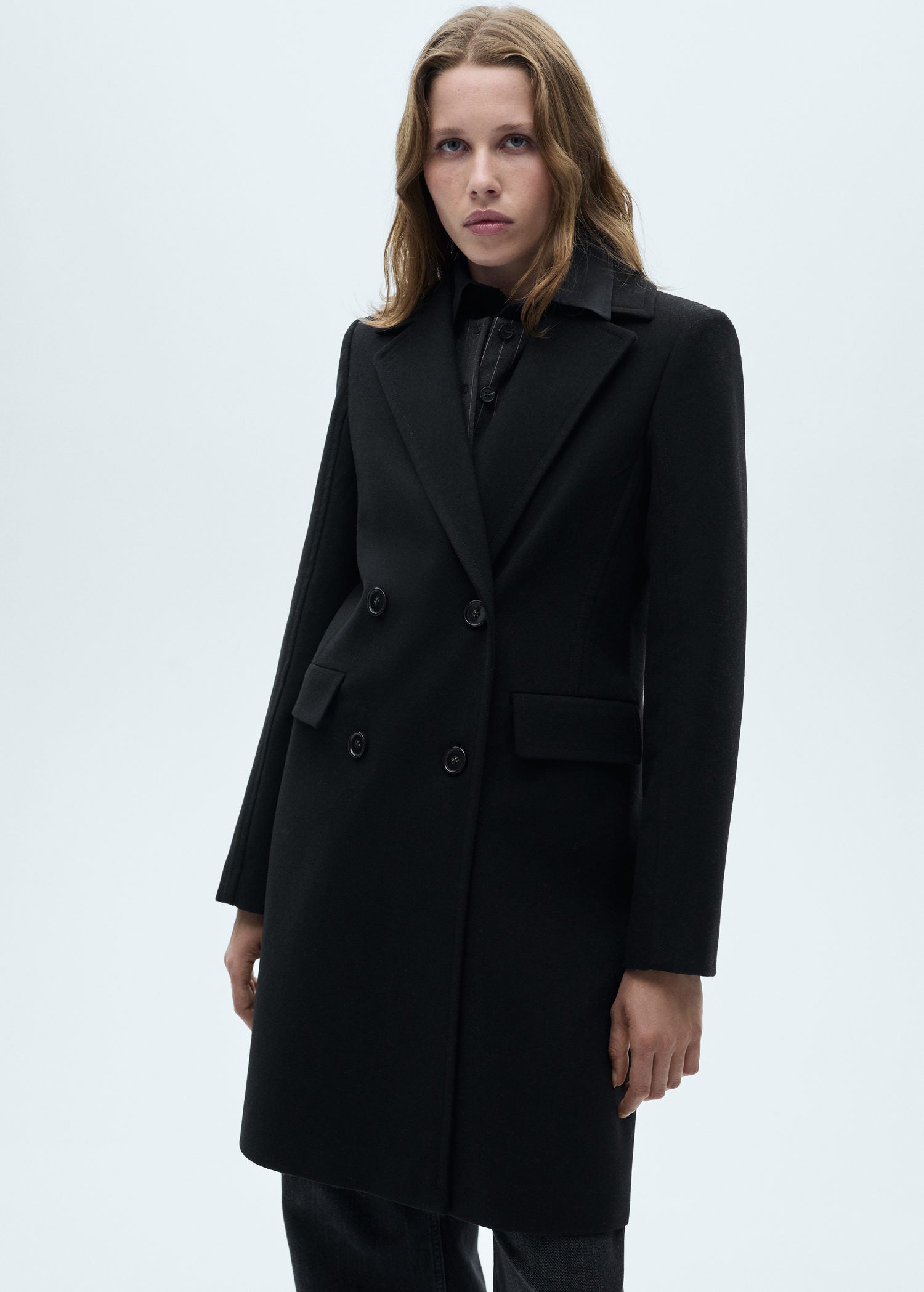 Ladies double breasted wool coat deals