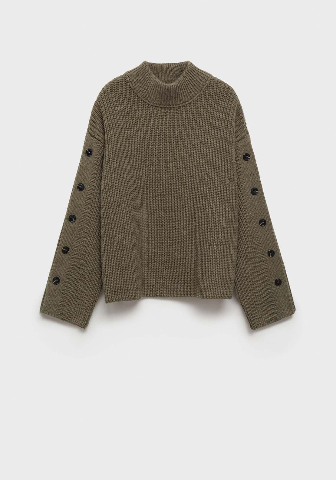 Mango Buttons detail knit sweater - Beige/khaki 8 Shaws Department Stores