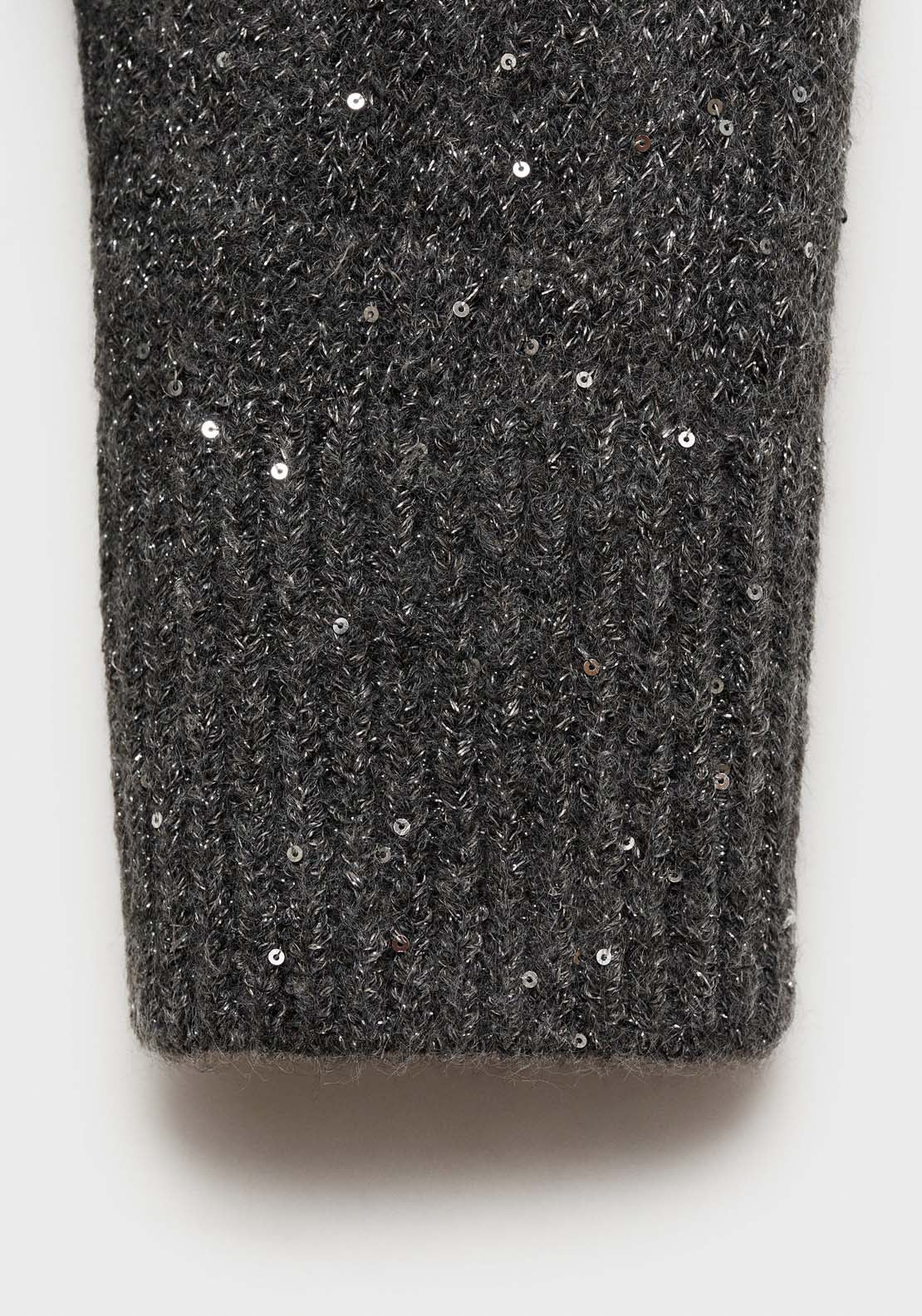 Mango V-neck sequin sweater - Charcoal 6 Shaws Department Stores