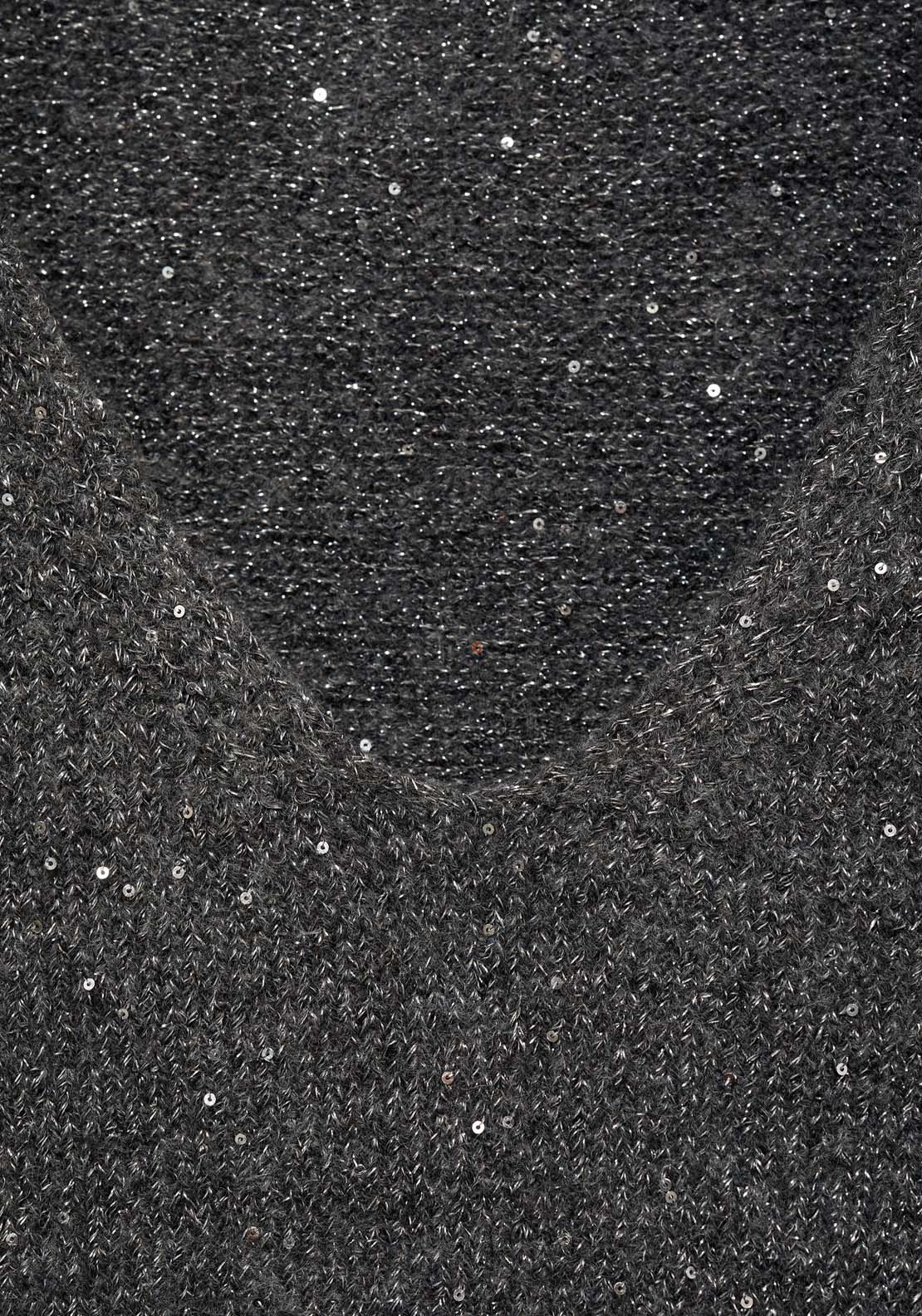 Mango V-neck sequin sweater - Charcoal 7 Shaws Department Stores