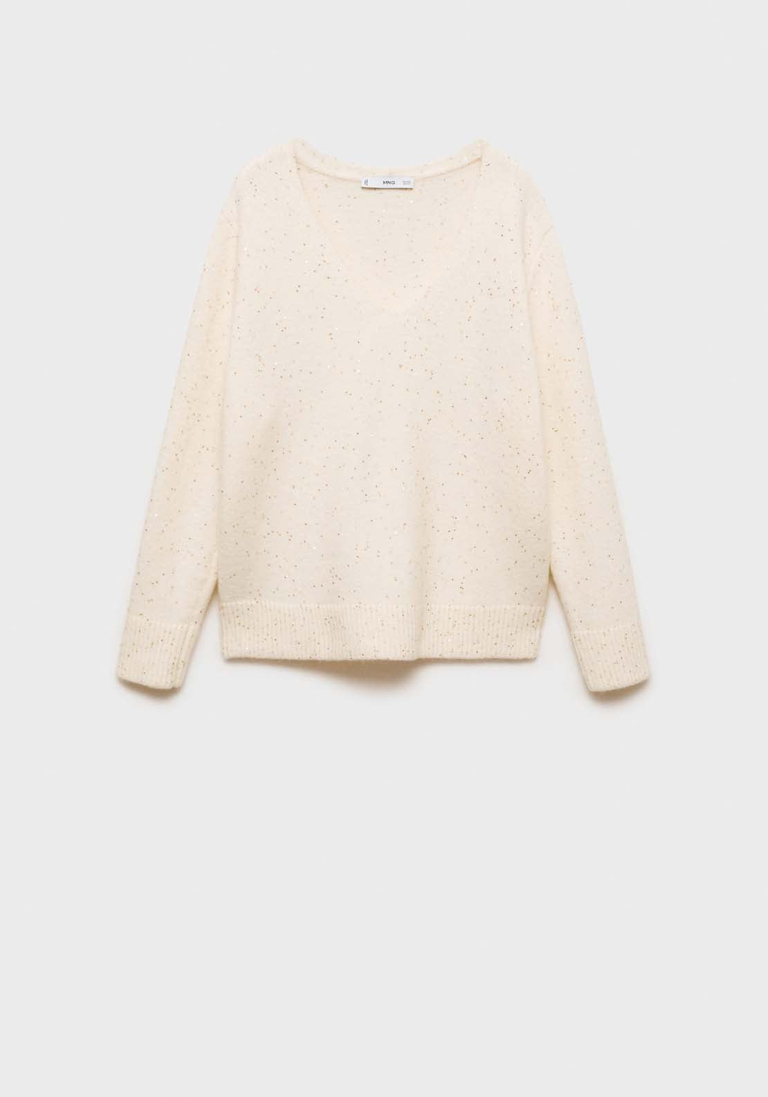 Mango V-neck sequin sweater - Gold 7 Shaws Department Stores