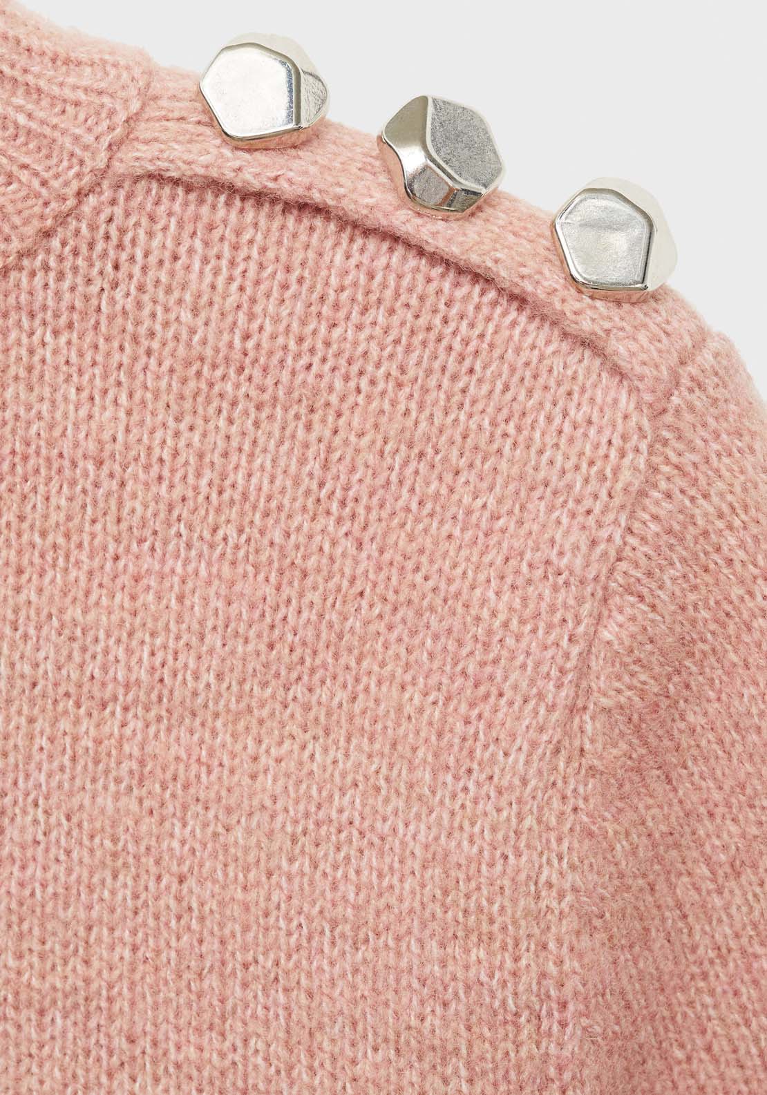 Mango Perkins-neck short-sleeved sweater - Light/pastel Pink 5 Shaws Department Stores