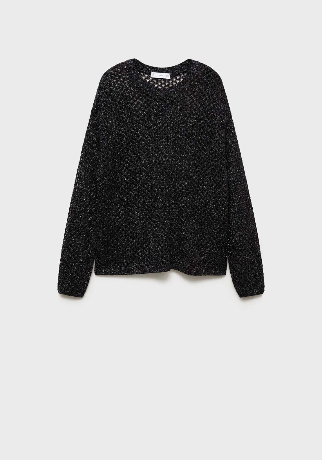Mango Lurex openwork knitted sweater - Black 8 Shaws Department Stores
