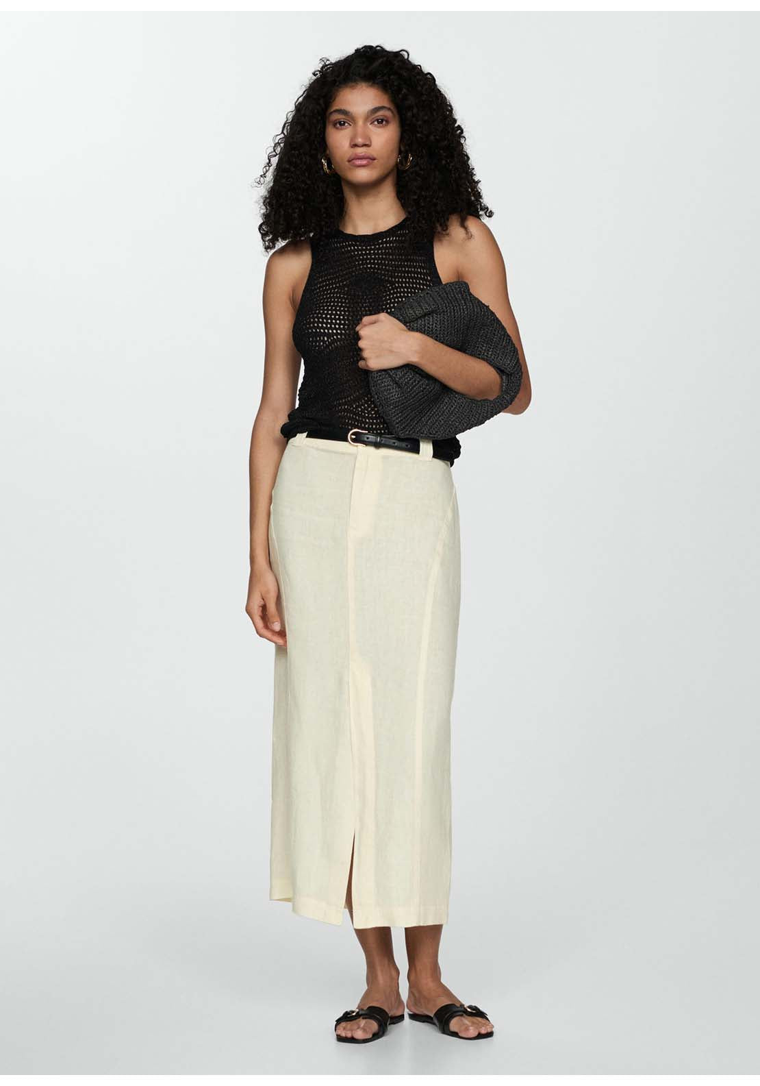 Mango Openwork knitted lurex top - Black 3 Shaws Department Stores