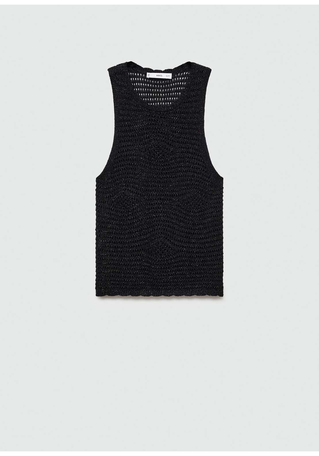 Mango Openwork knitted lurex top - Black 6 Shaws Department Stores