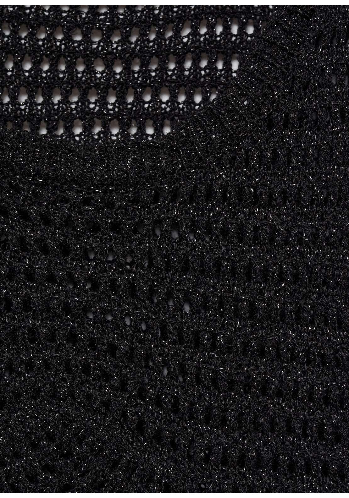 Mango Openwork knitted lurex top - Black 5 Shaws Department Stores