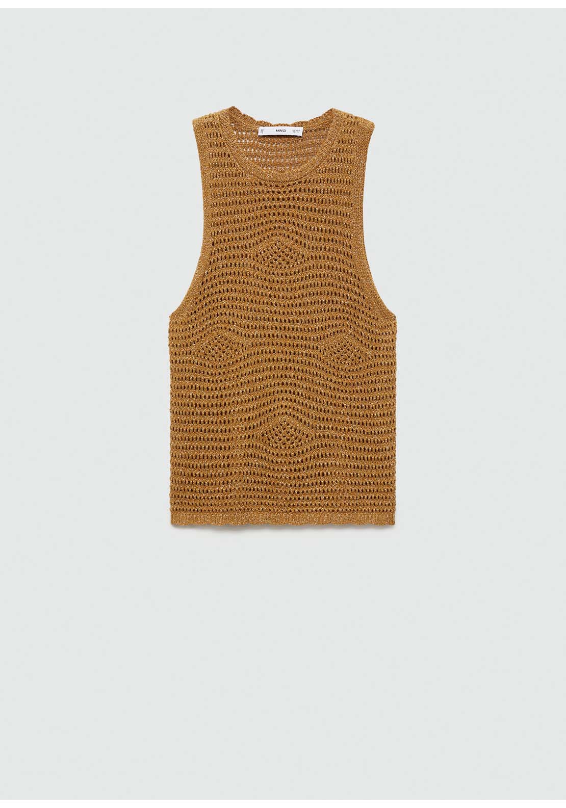 Mango Openwork knitted lurex top - Gold 5 Shaws Department Stores