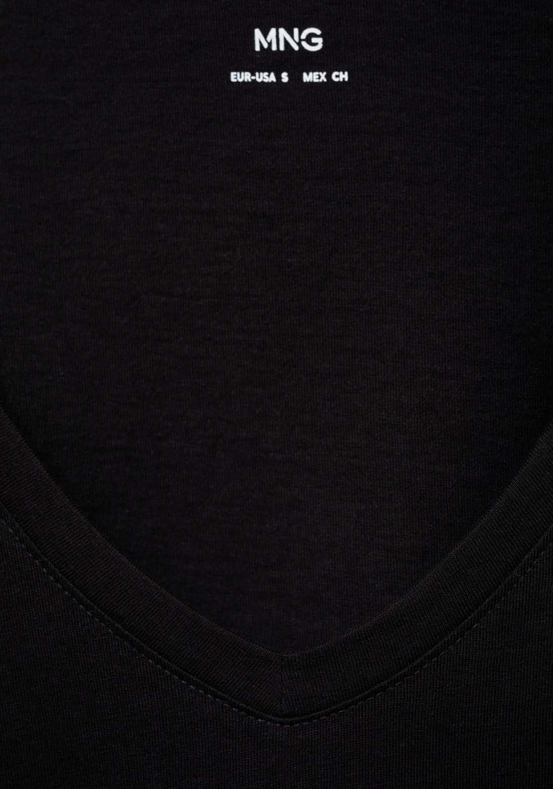 Mango Short-sleeved cotton t-shirt - Black 5 Shaws Department Stores