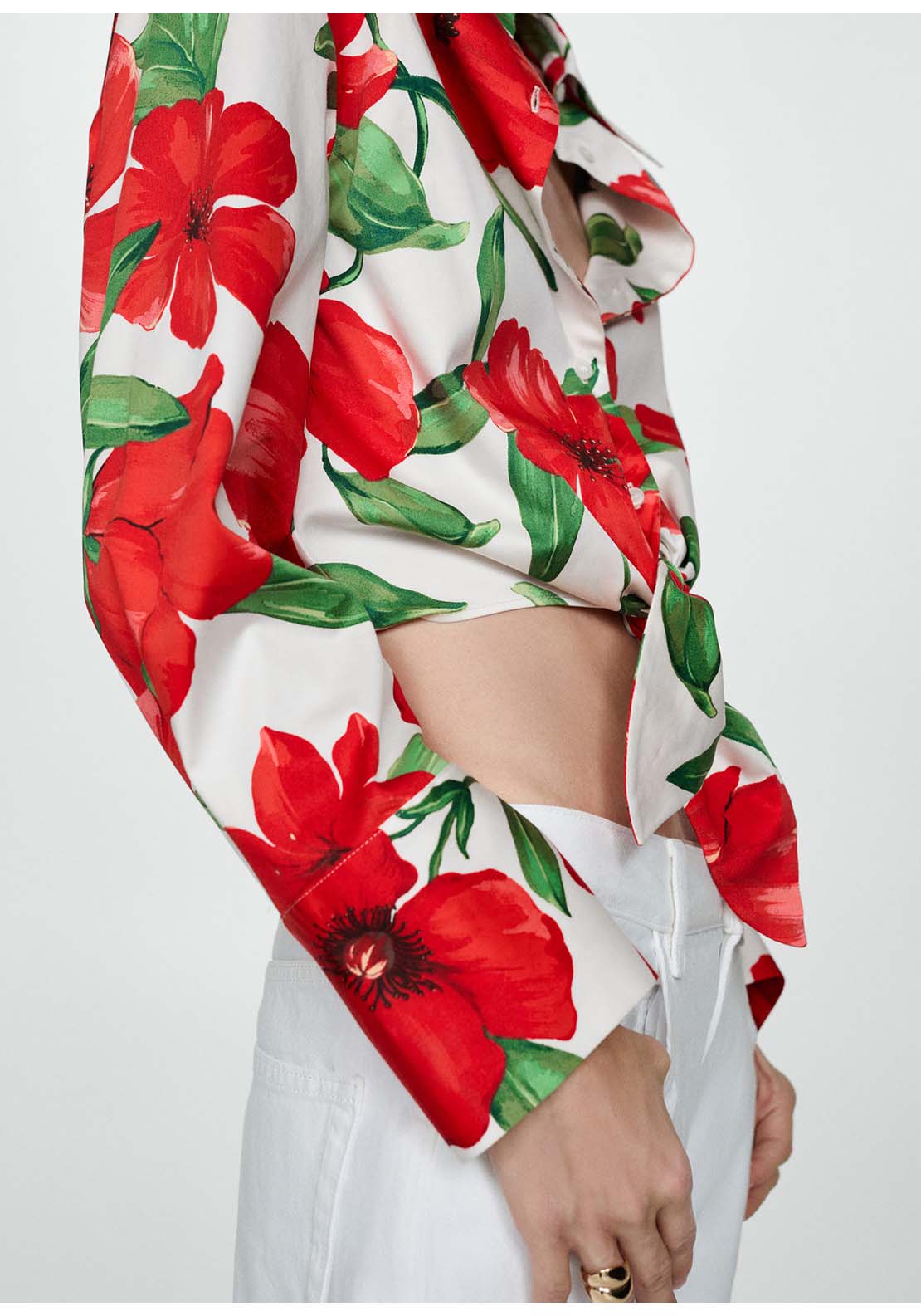 Mango Bow printed shirt - Red 5 Shaws Department Stores
