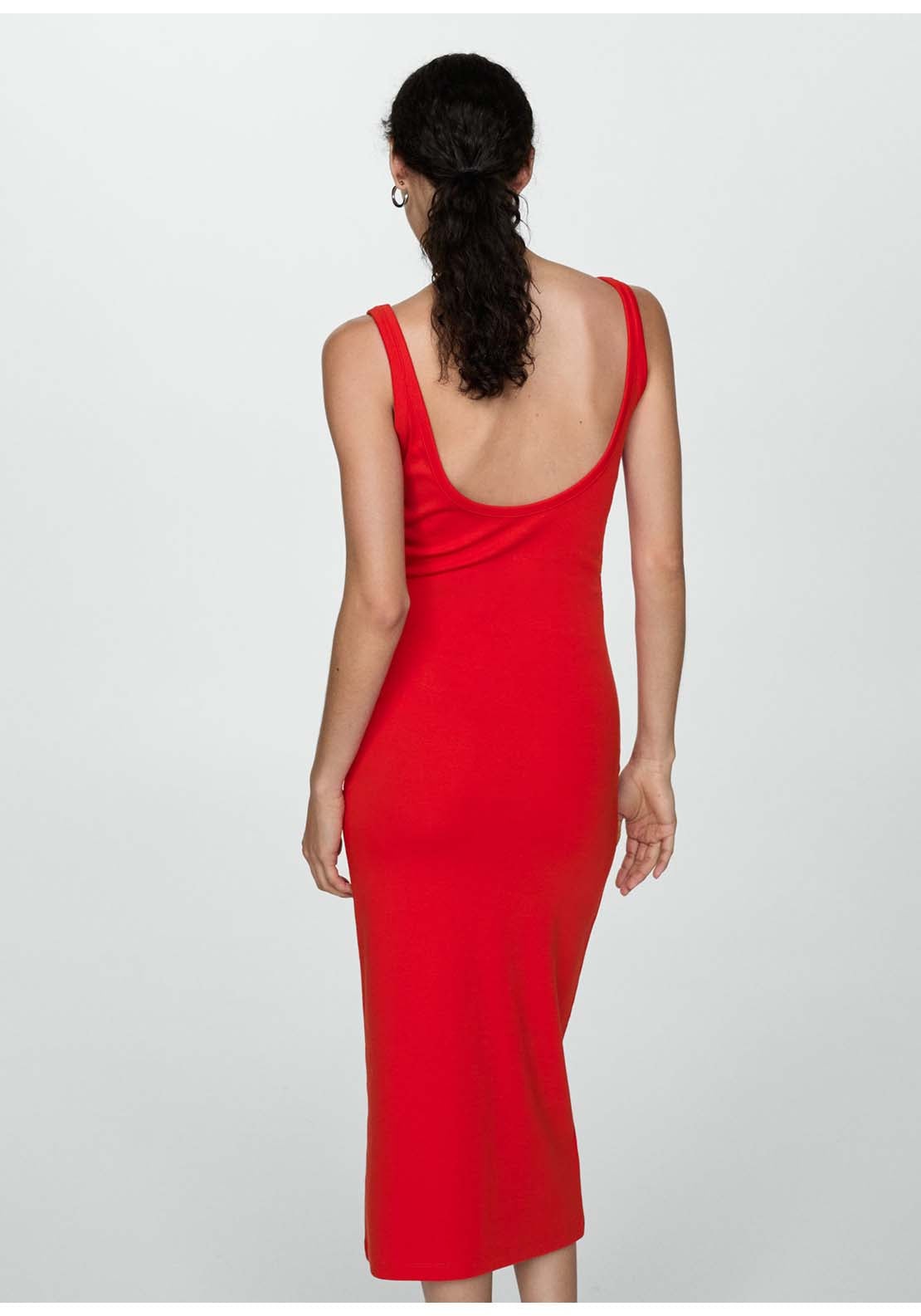 Mango Midi-dress with straps - Red 3 Shaws Department Stores