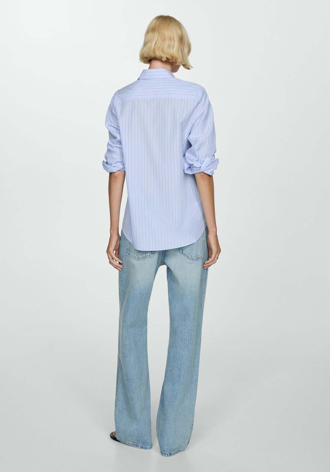 Mango Regular cotton lyocell-blend shirt - Light/pastel Blue 4 Shaws Department Stores