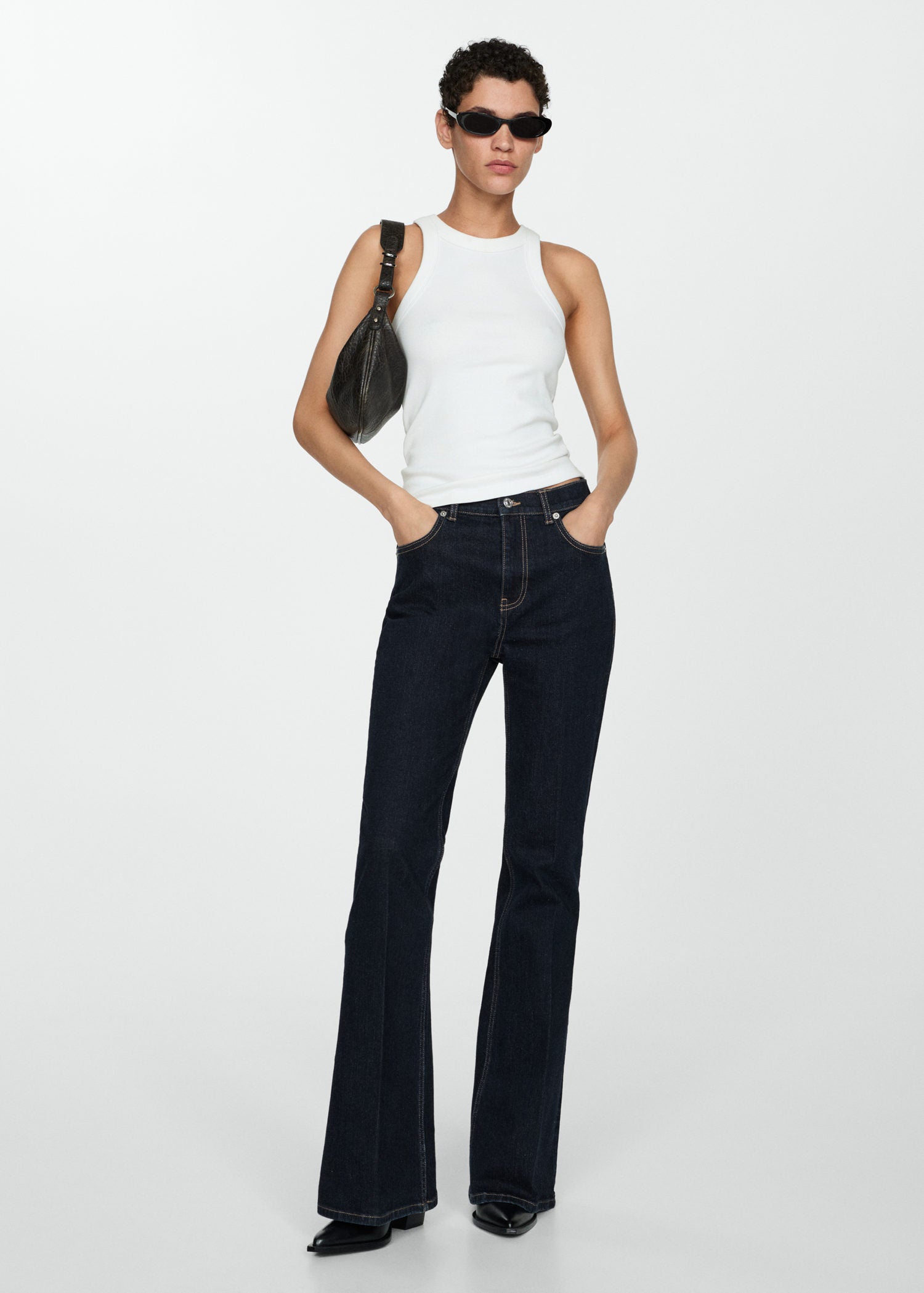 Mango Violet high-rise flared jeans - Open Blue 2 Shaws Department Stores