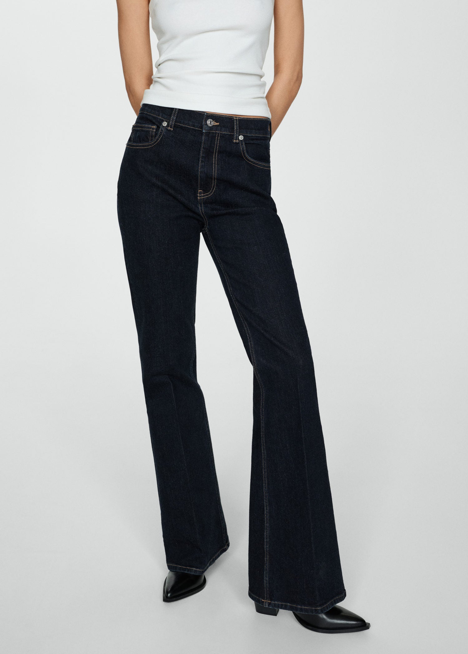 Mango Violet high-rise flared jeans - Open Blue 1 Shaws Department Stores