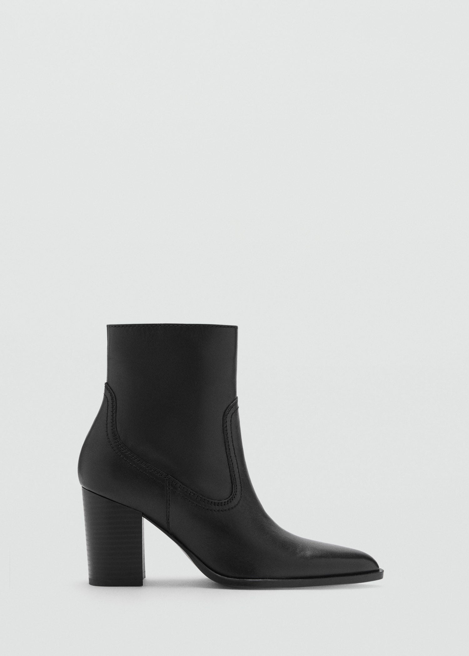 Mango Leather pointed ankle boots - Black 2 Shaws Department Stores