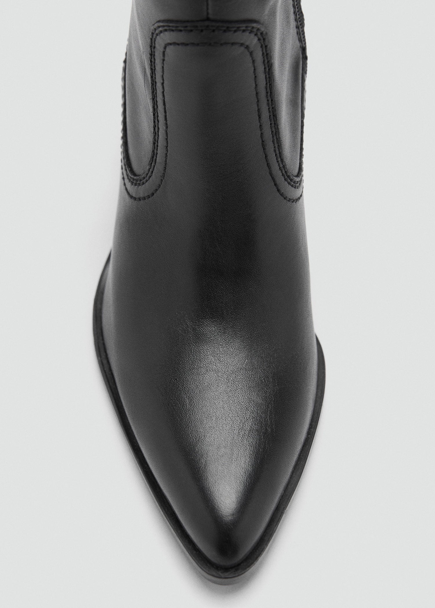Mango Leather pointed ankle boots - Black 3 Shaws Department Stores
