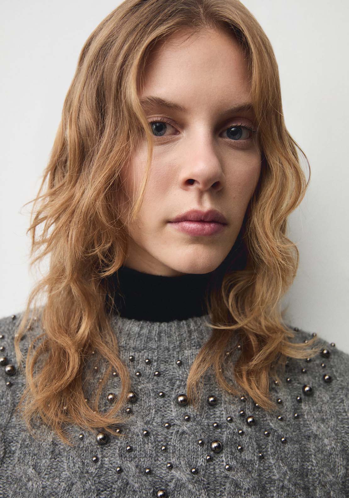 Mango Braided sweater with bead detail - Gray 4 Shaws Department Stores