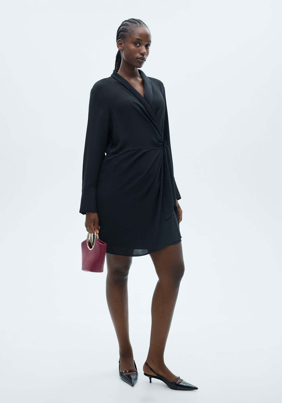Mango Bow wrap dress - Black 7 Shaws Department Stores