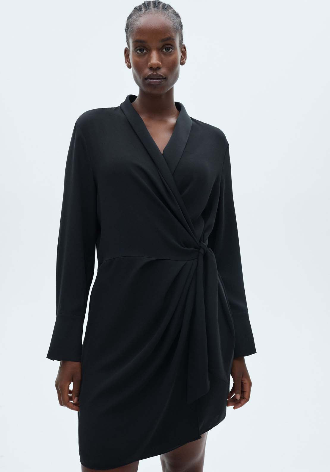 Mango Bow wrap dress - Black 6 Shaws Department Stores