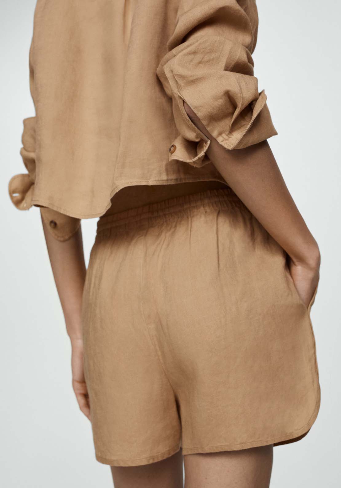 Mango 100% linen straight shorts 4 Shaws Department Stores