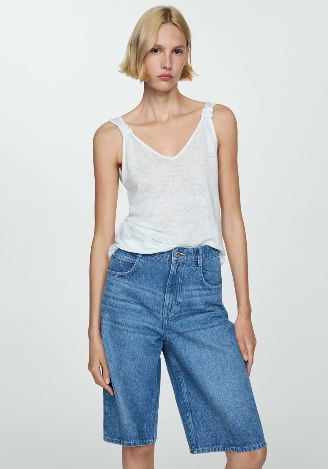 Mango Linen top with knotted straps 1 Shaws Department Stores