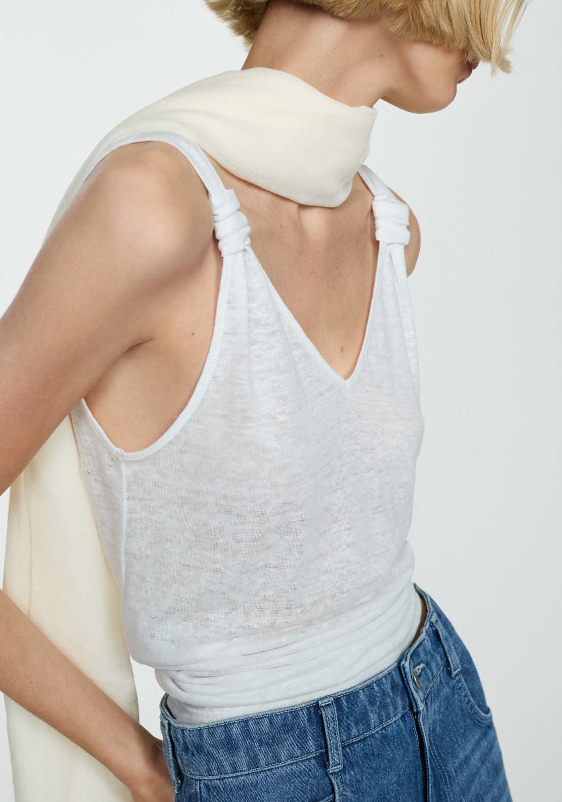 Mango Linen top with knotted straps 3 Shaws Department Stores