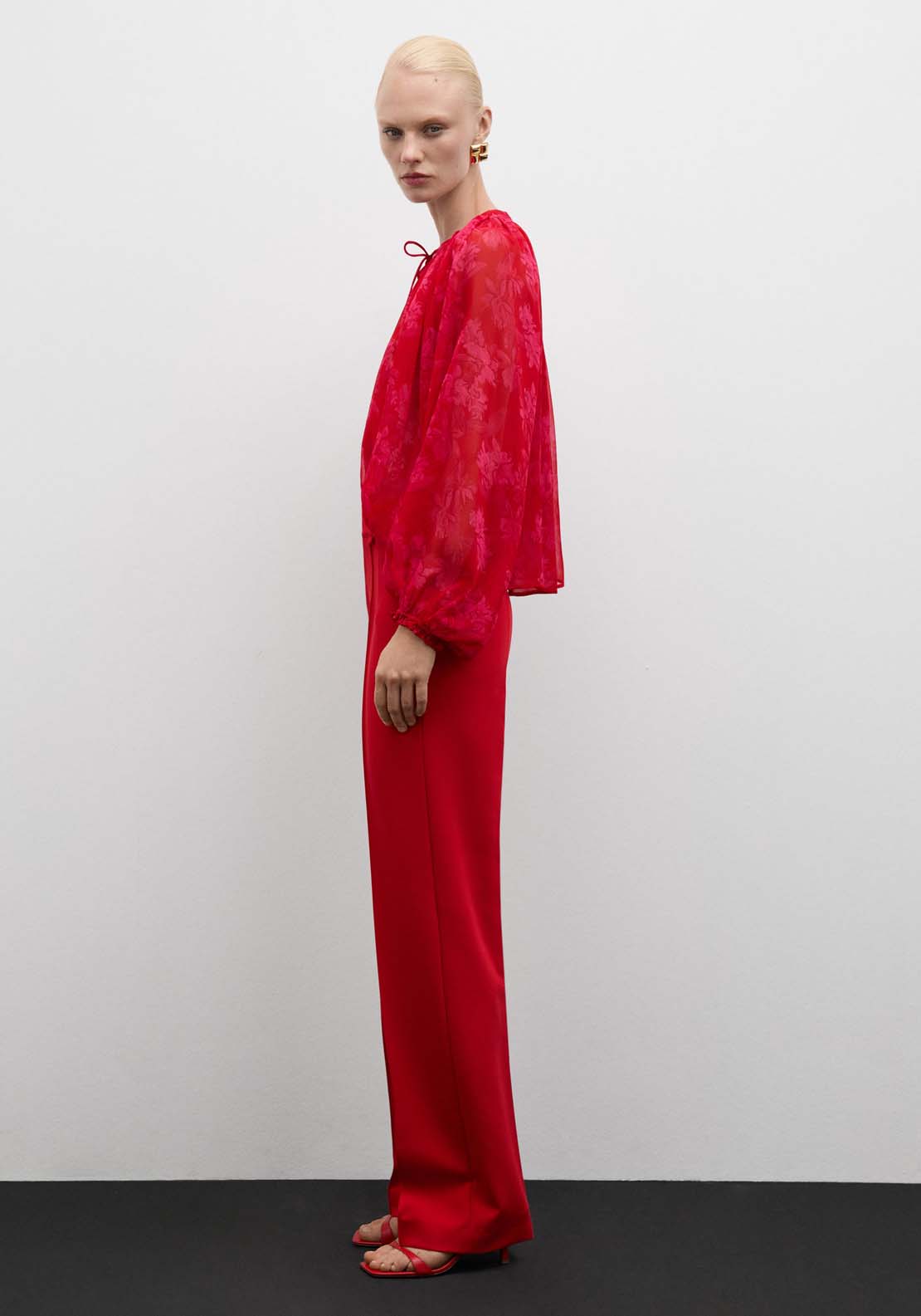 Mango Semitransparent floral print blouse - Red 8 Shaws Department Stores