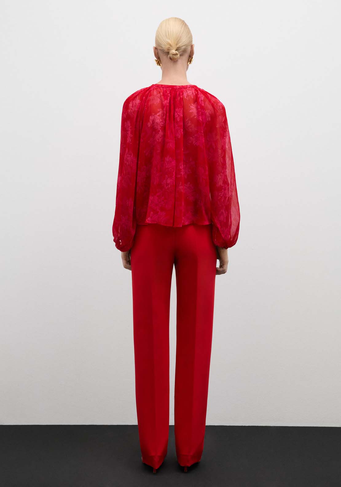 Mango Semitransparent floral print blouse - Red 9 Shaws Department Stores