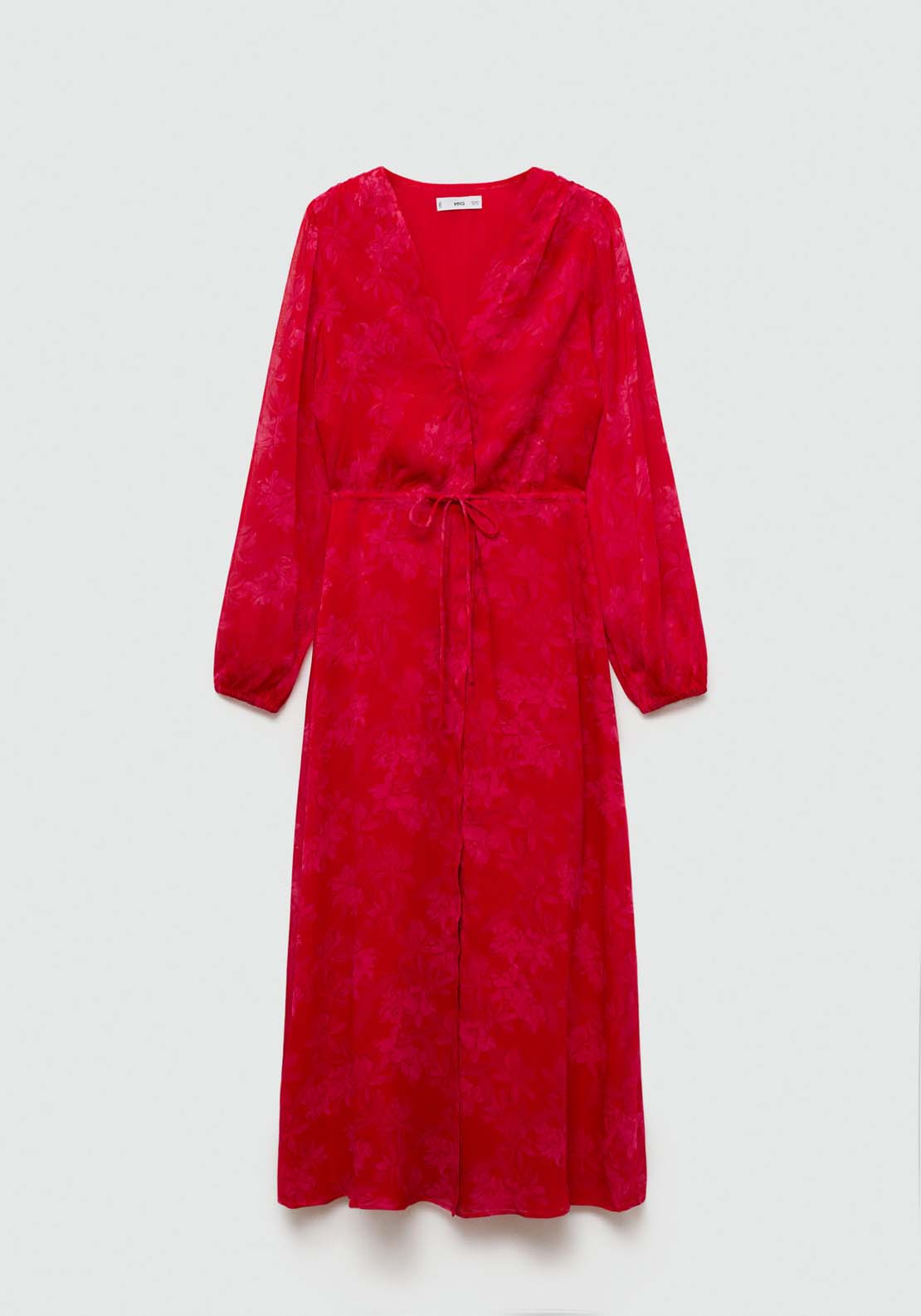 Mango Floral-print dress with knot detail - Bright Red 8 Shaws Department Stores