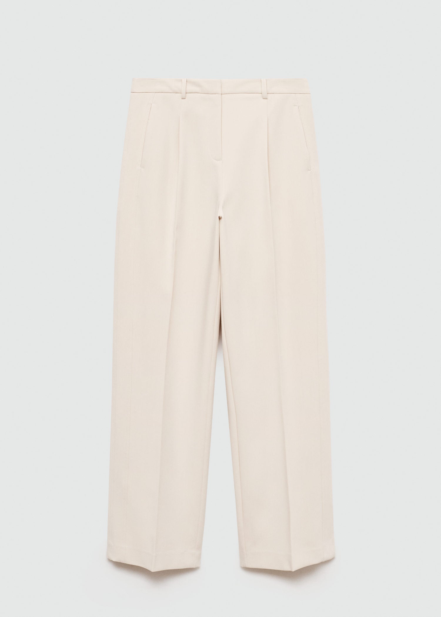 Mango Pleated straight trousers - Light Beige 7 Shaws Department Stores