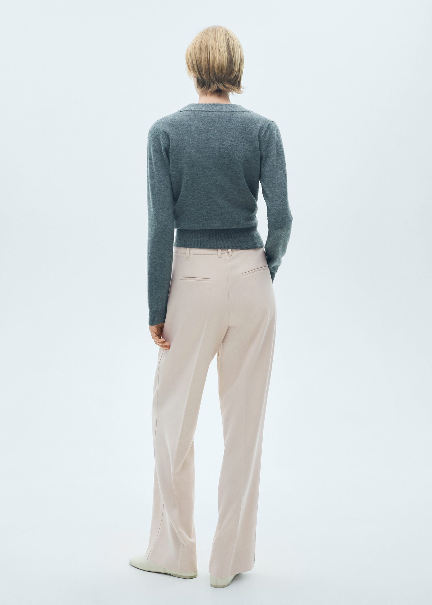 Mango Pleated straight trousers - Light Beige 3 Shaws Department Stores