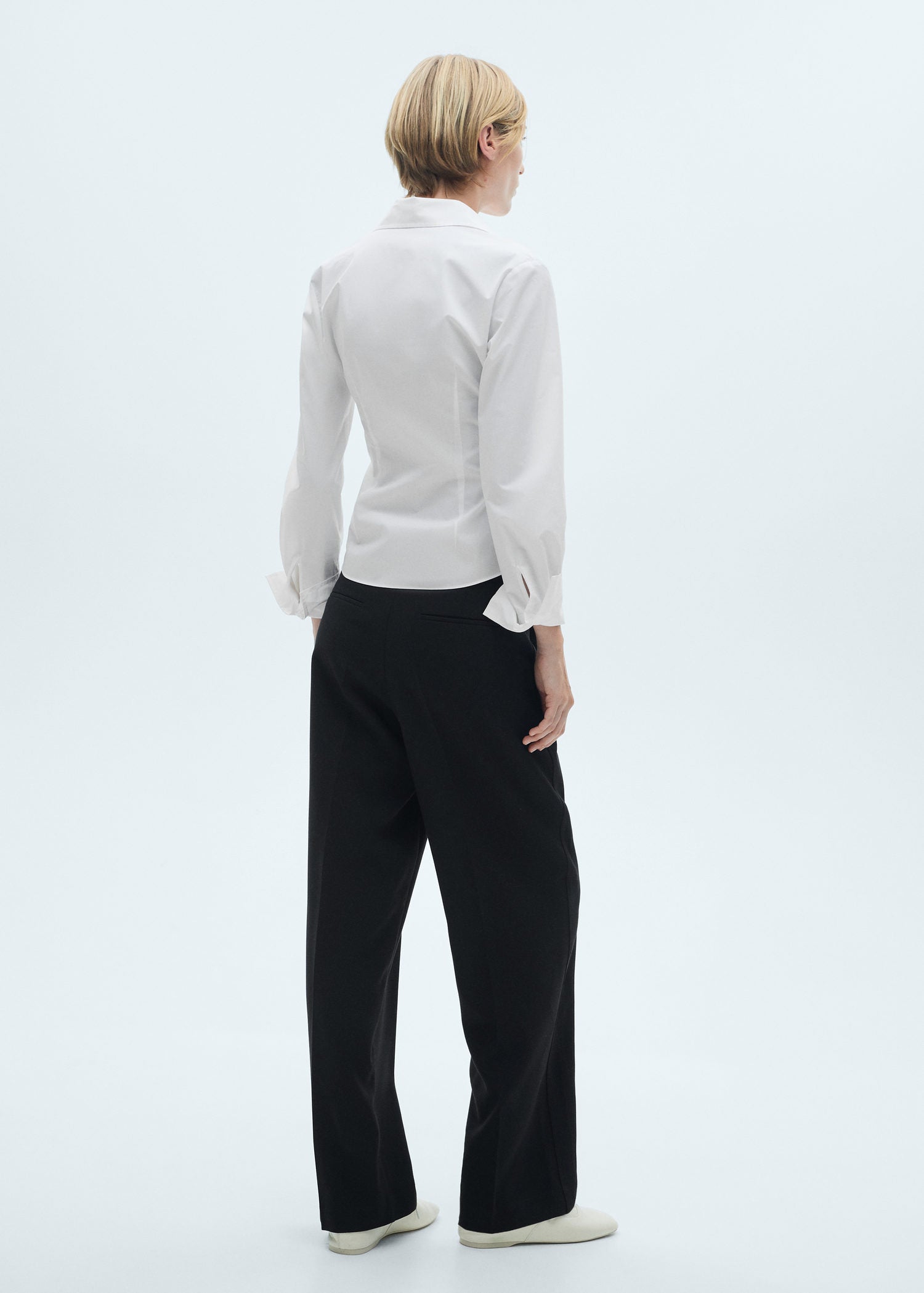 Mango Pleated straight trousers - Black 4 Shaws Department Stores