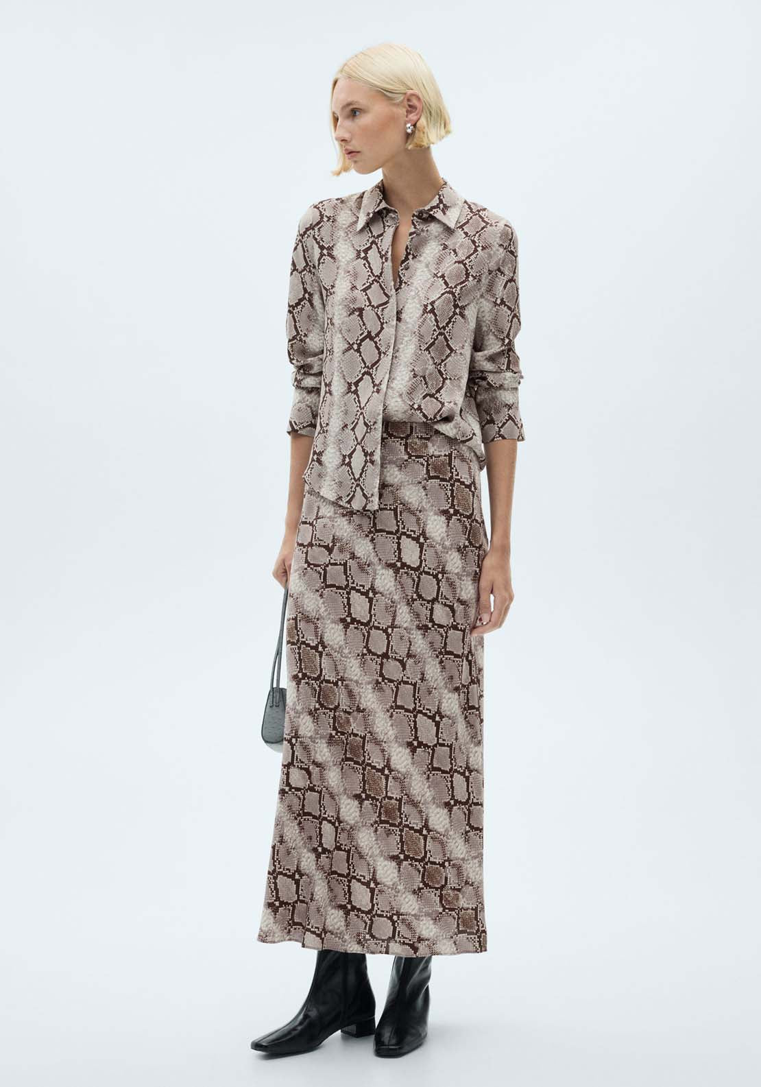 Mango Snake print shirt - Brown 6 Shaws Department Stores