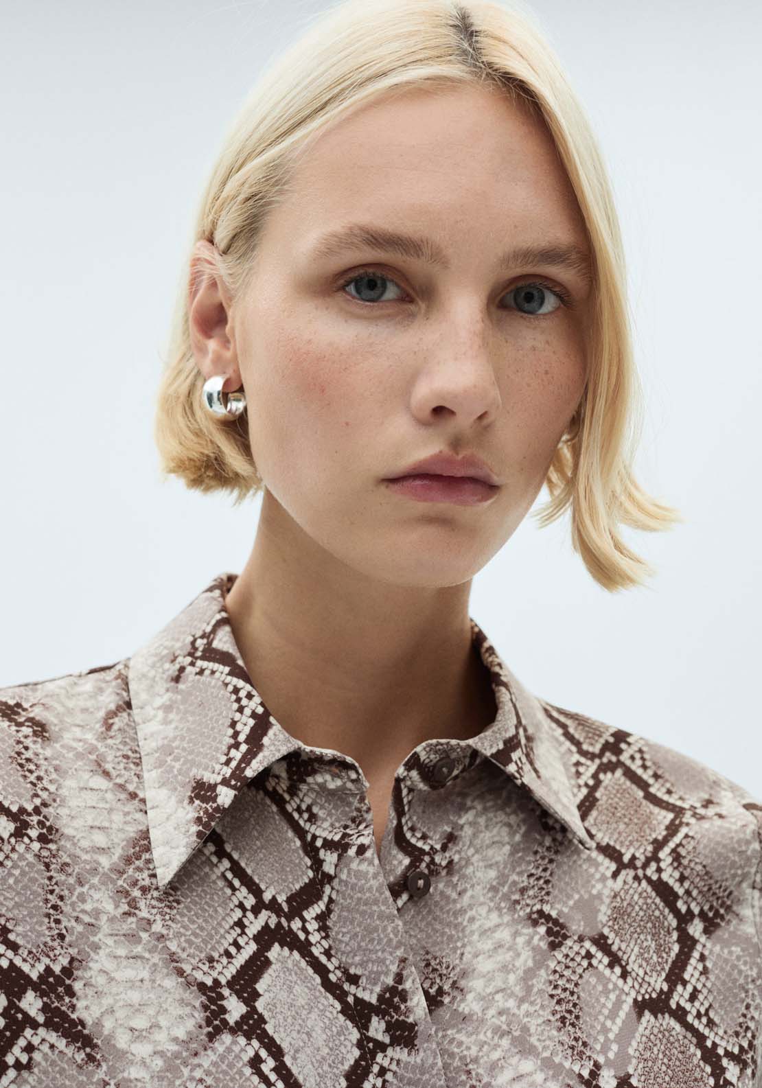 Mango Snake print shirt - Brown 8 Shaws Department Stores