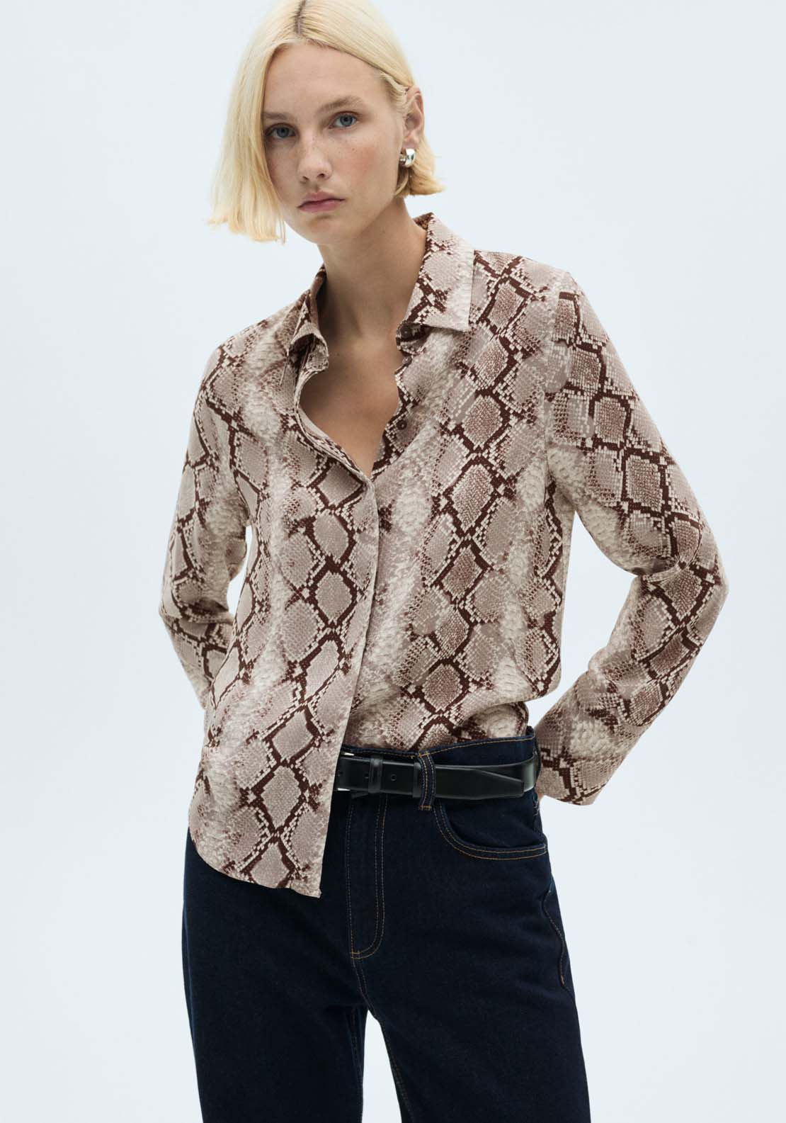 Mango Snake print shirt - Brown 4 Shaws Department Stores