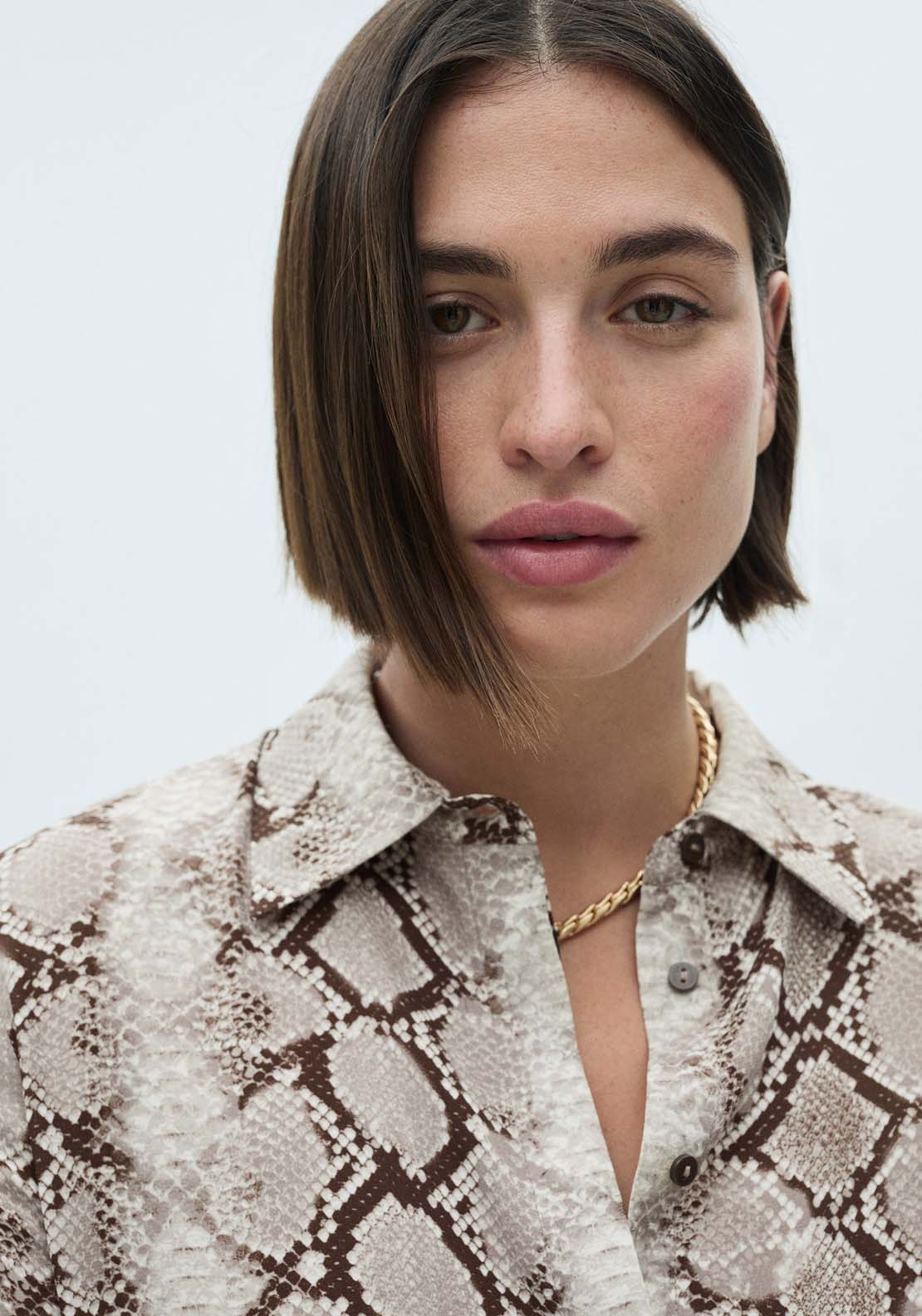 Mango Snake print shirt - Brown 3 Shaws Department Stores