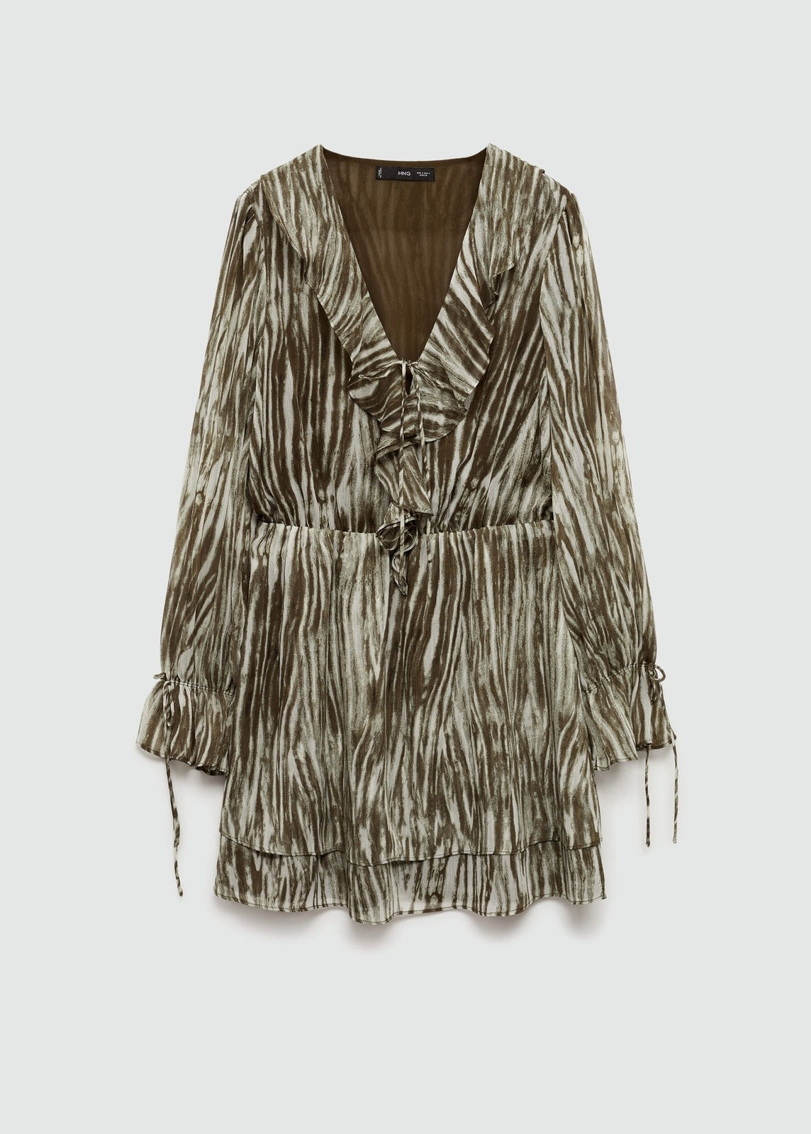 Mango Short ruffle printed dress - Green 8 Shaws Department Stores
