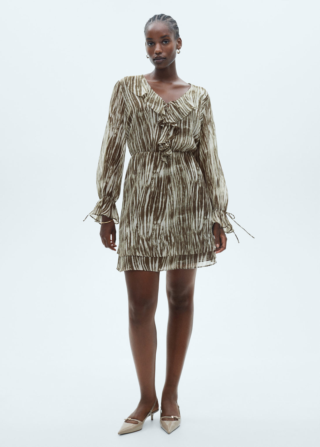 Short ruffle printed dress