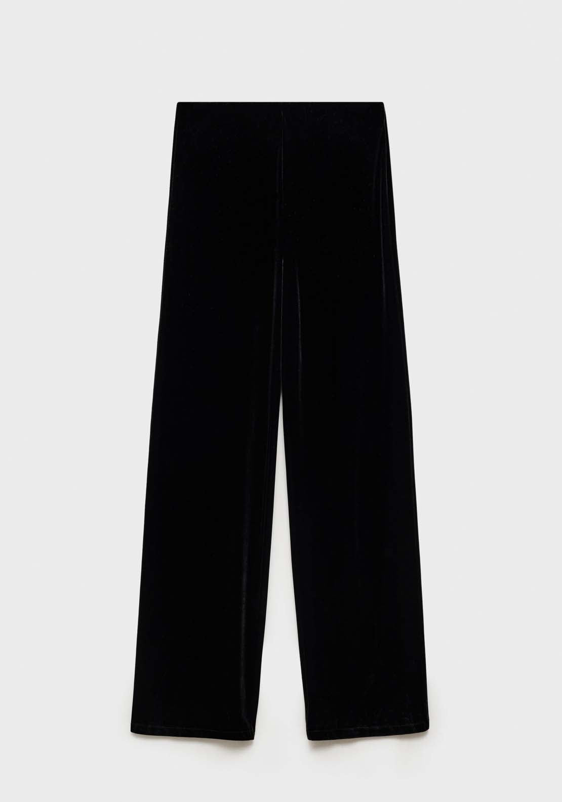 Mango Velvet wideleg trousers - Black 8 Shaws Department Stores