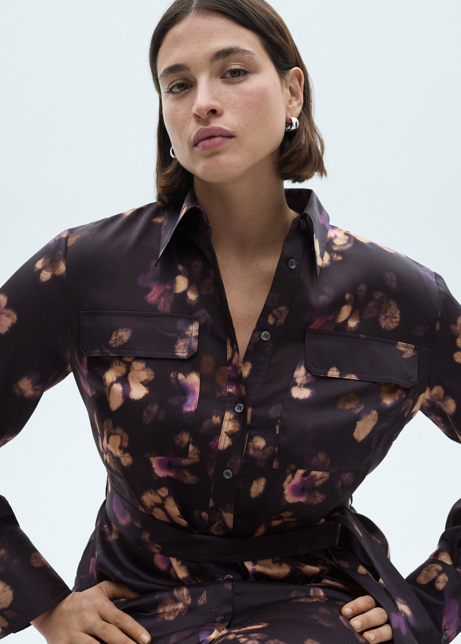 Mango Printed shirt dress - Medium Purple 2 Shaws Department Stores